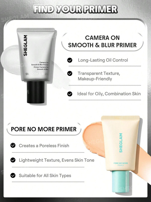پرایمر نقره ای محو کننده منافذ شیگلم Sheglam Camera On Smooth & Blur Primer