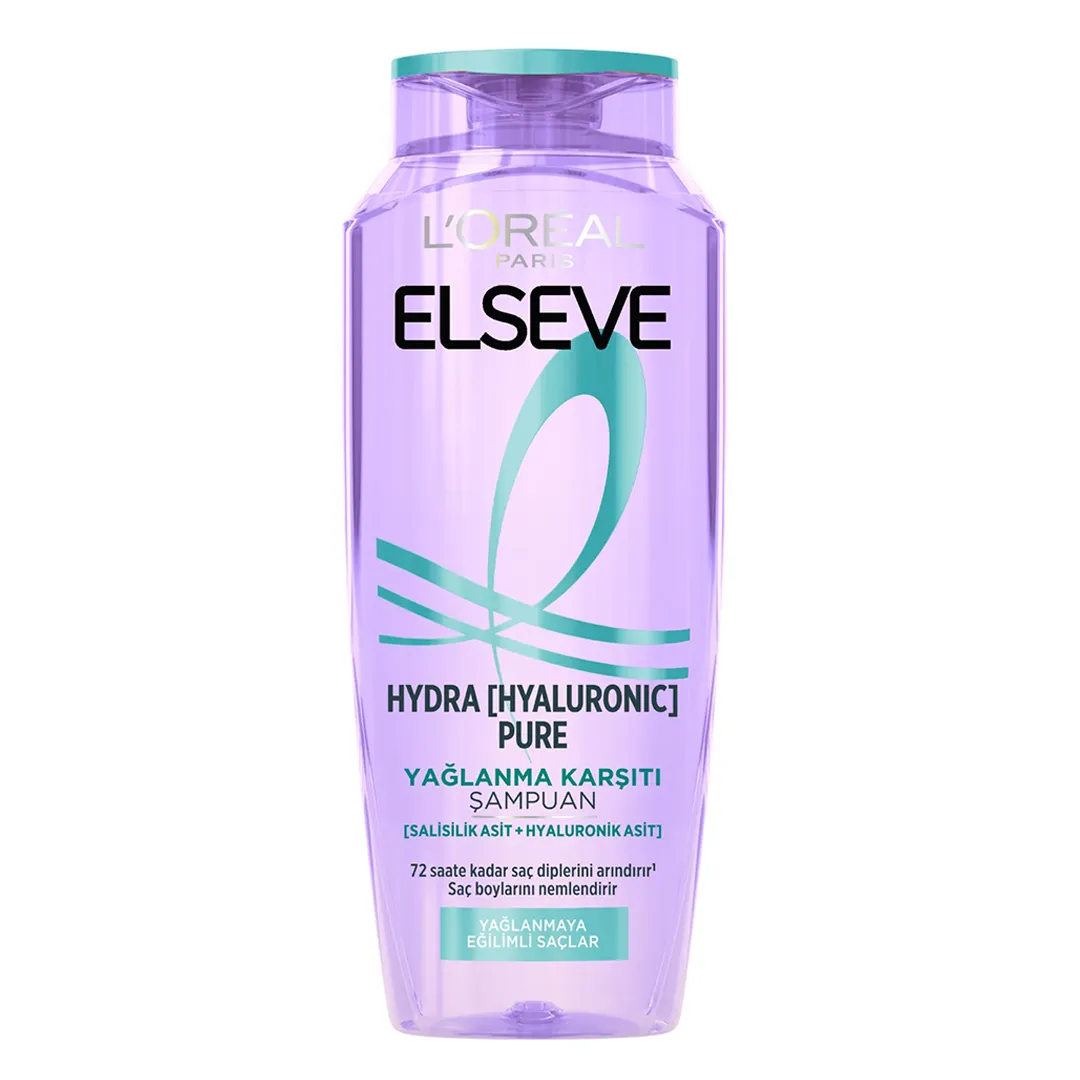 شامپو بنفش برای موهای چرب و نازک  لورال Loreal Elseve مدل Hydra Hyaluronic Pure
