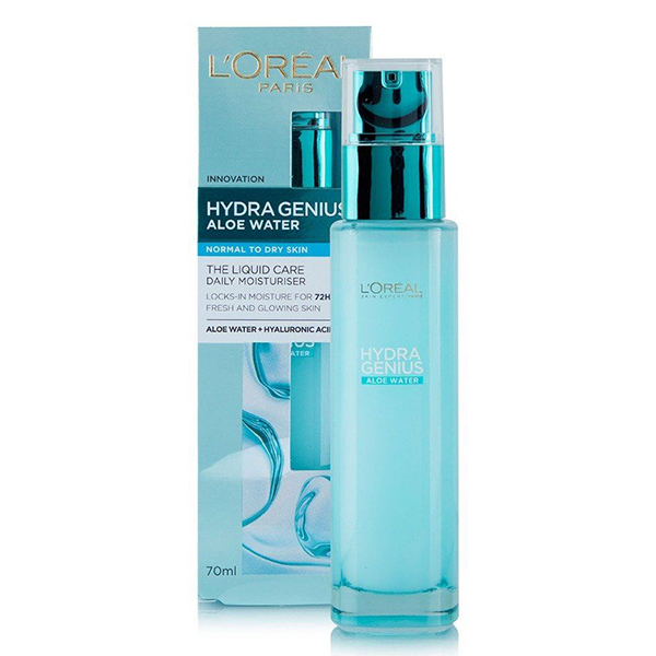 سرم آبرسان پوست نرمال و خشک آب آلوئه ورا لورال LOreal Hydra Genius Aloe Water